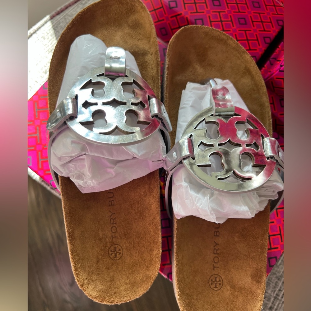 Tory Burch Miller Cloud Mirror Metallic Calf Leather